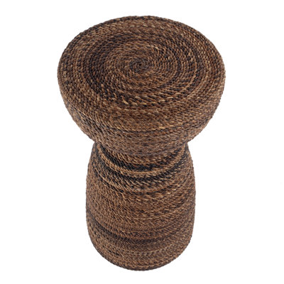 Bagshawe 13 in. W Round Wood and Abaca Rope Side Table