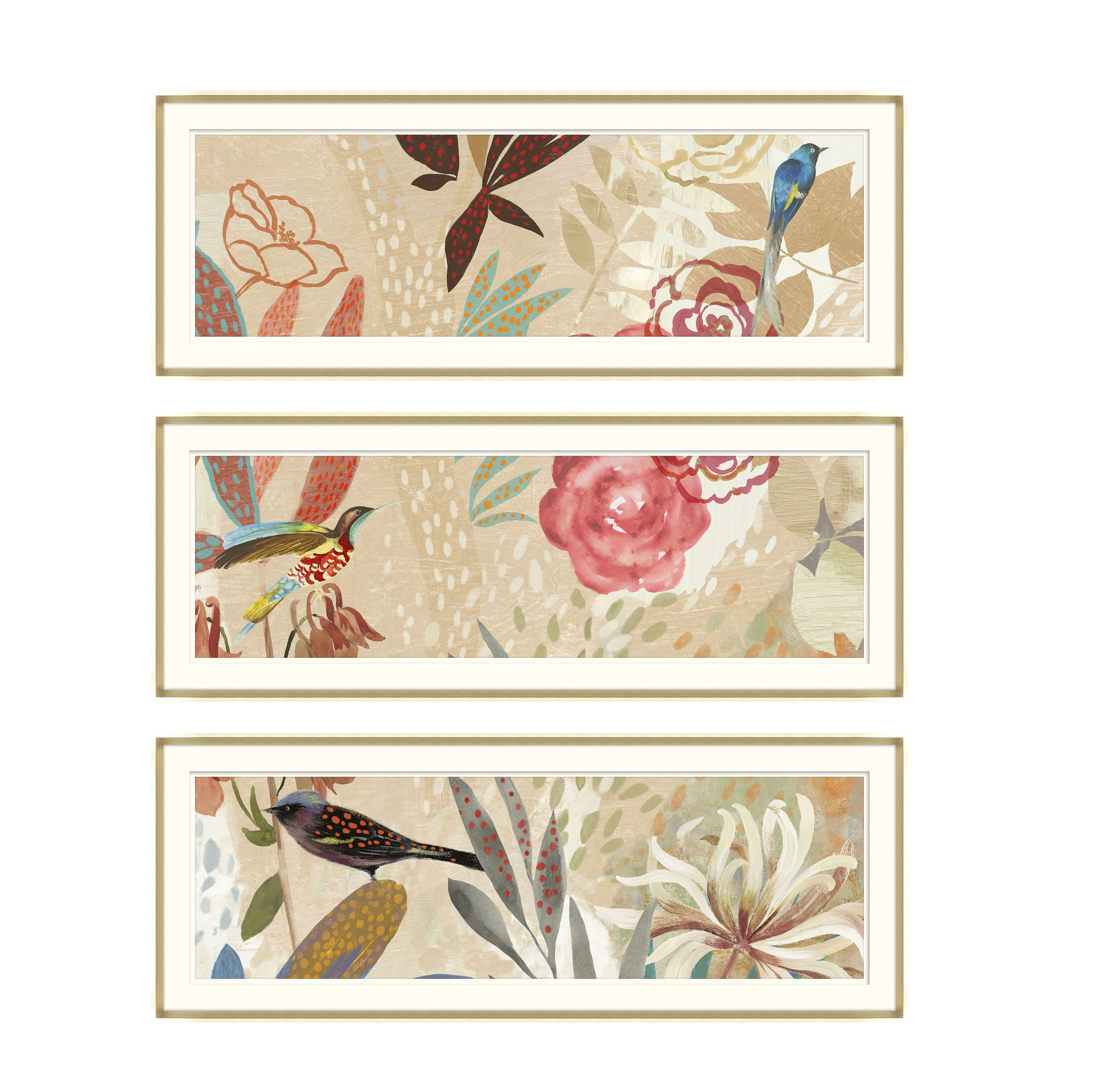 Winward Silks Birds in Paradise 3 Piece Picture Frame Painting Perigold