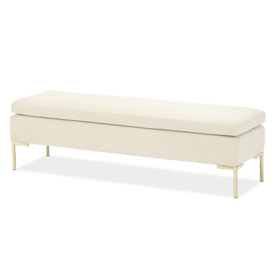 Banc décoratif en velours Zennia - Ivoire