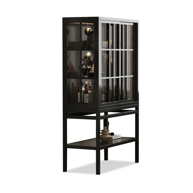 Black Solid Wood+Tempered Glass Display Cases