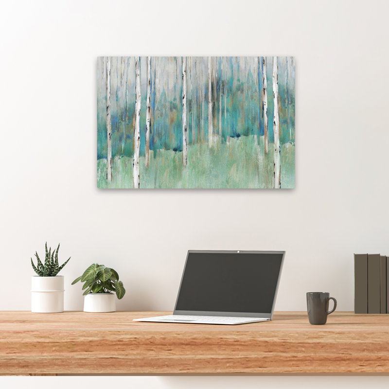 Foothills I, paysage, arbre, forêt, nature, peinture, impressionnisme, art contemporain, H 24 po x l 16 po