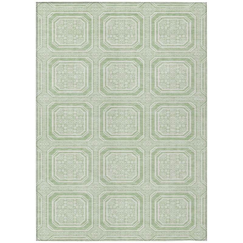 Machine Washable Indoor/Outdoor Claudian ACN1458 Mint Rug, Rectangle 2'6" x 3'10"