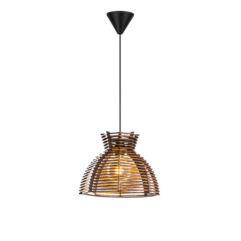 Antiquation Wooden Chandelier with Imitation Bamboo Cap, 11.8 x 11.8 x 8.7 inches | Total Height: 23.6 inches | E27 Socket, Max 40W | CE Certified, Elegant Design for Living Room, Dining Room & Entryway Lighting