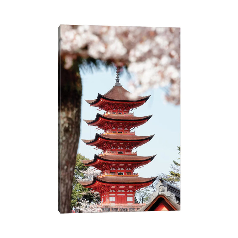 Miyajima Pagoda With Sakura by Philippe Hugonnard - Wrapped Canvas Gallery-Wrapped Canvas Giclée, 20.32 cm H x 30.48 cm W