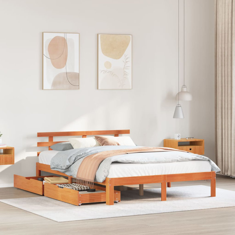 Aarunya Solid Wood Storage Bed, 69.5cm H x 205.5cm W x 153.5cm D
