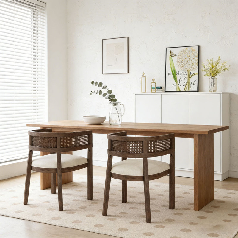 DINING CHAIR, Beige+Walnut
