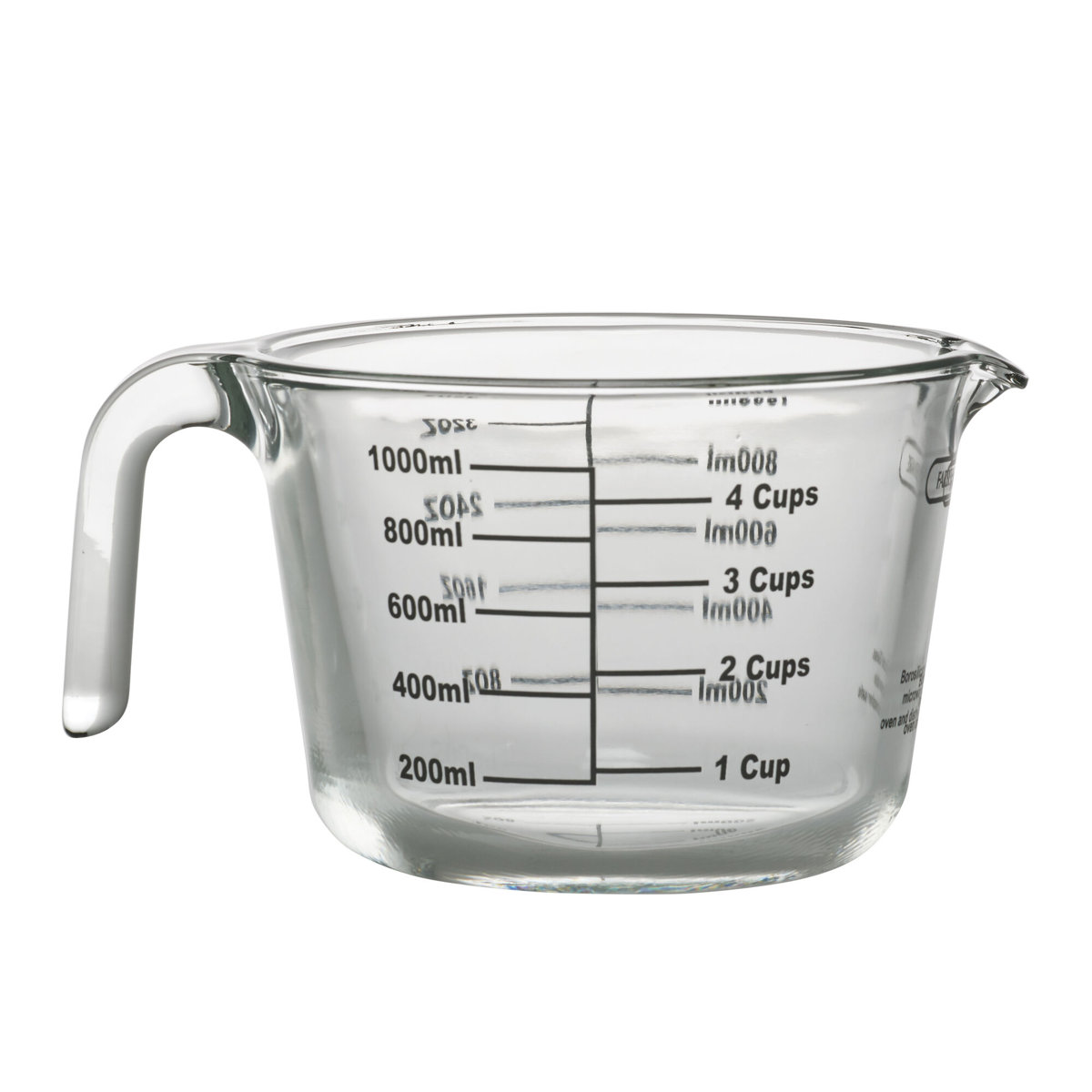 Farberware 4-Cup Borosilicate Glass Wet and Dry Measuring Cup with Oversized Measurements, Clear