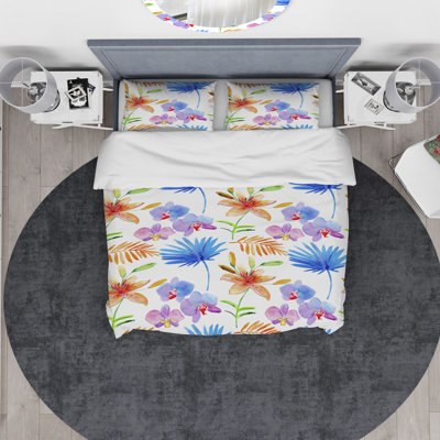 Ensemble de housse de couette designart watercolour orchidées