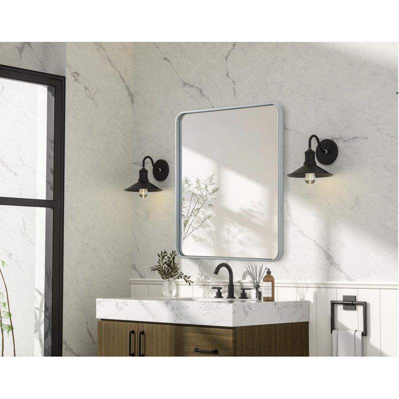 Erath Contour Metal Mirror, Silver, 36" x 30"
