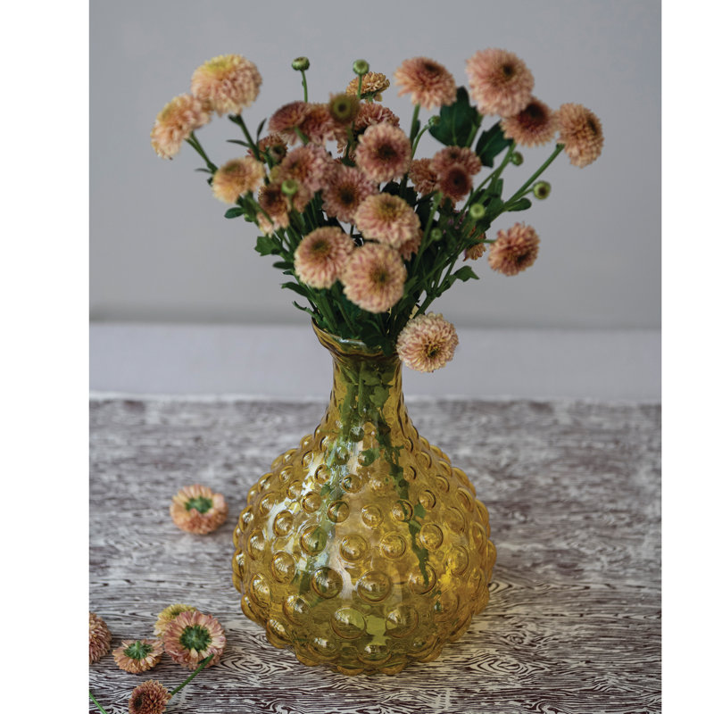 Amber Bubble Hand-Blown Glass Vase