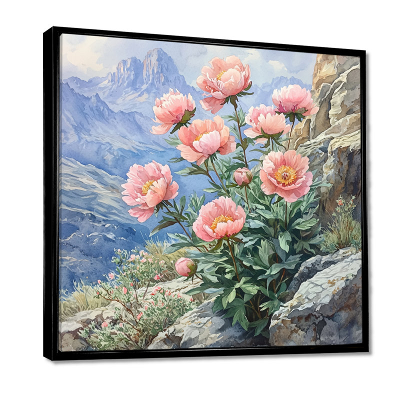 Gondolfi - art mural floral, H 30 po x l 30 po, Impression encadrée flottante, Noir, noir, noir, noir