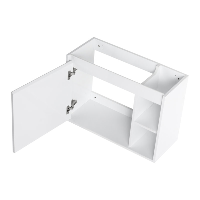 Meuble-lavabo blanc brillant avec lavabo en céramique