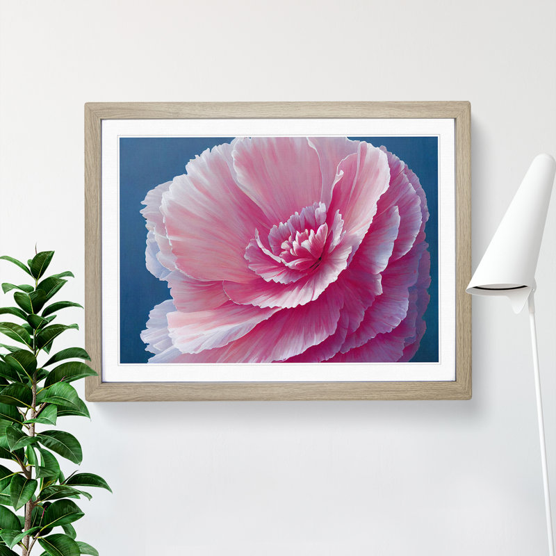 Overwhelming Carnation Flower - Single Picture Frame Print, 25cm H x 34cm W x 2cm D, Oak