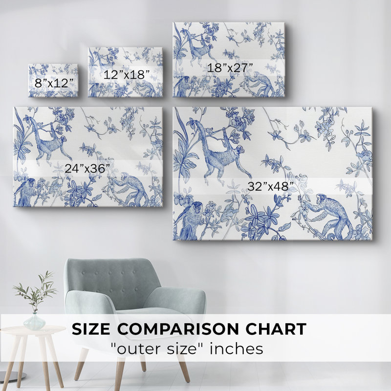 Blue Monkey Land Toile II -Galery Enveloppé Cavas, 12 x 18
