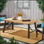 Table de salle à manger Bettina en bois d'acacia avec conception à lattes pour une utilisation intérieure et extérieure, durable et élégante