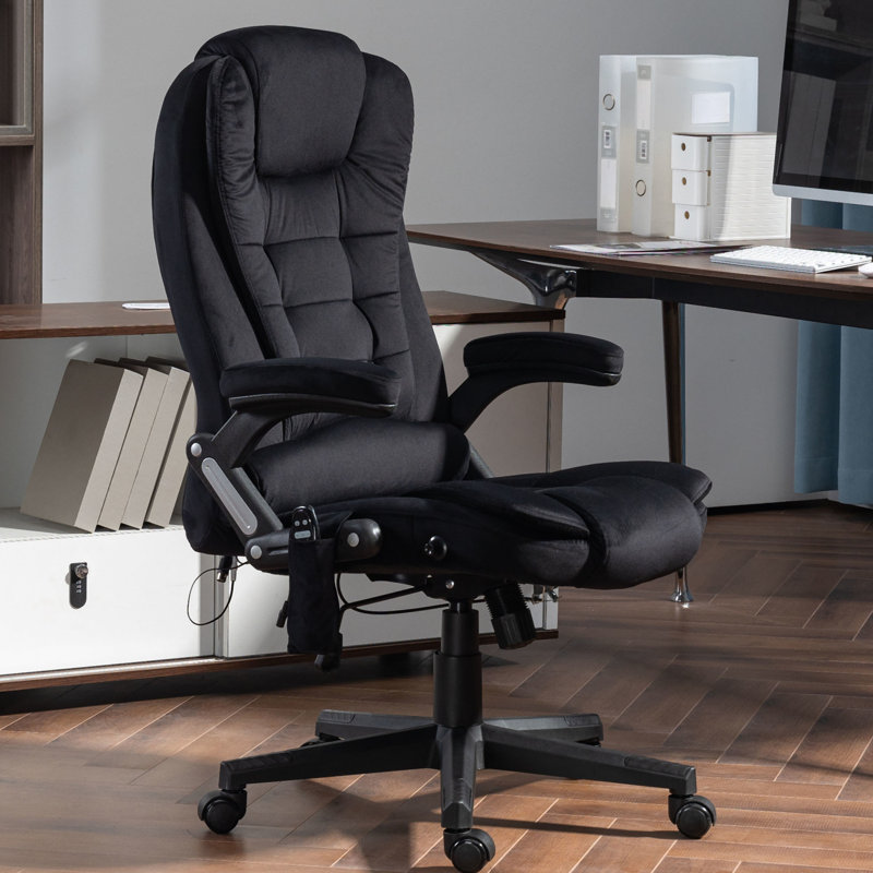 Fauteuil de bureau avec chauffage et massage, inclinable, rembourré, siège réglable, massage noir pour utilisation chaleur, fonction, hauteur,