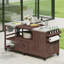 Chariot de cuisine d'extérieur avec évier, table de préparation pour barbecue en bois massif avec rangement pour patio-1363739399