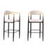 Modern Upholstered Bar Stool With Gold-Accented Armrests