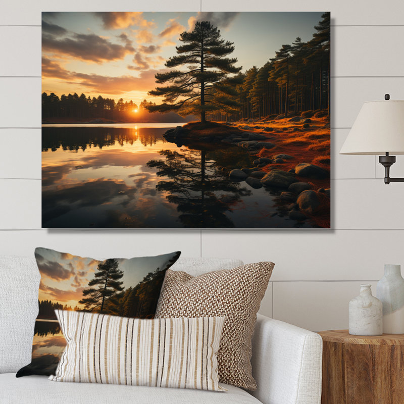 Sérénade de pin sur toile, H 34 po x l 44 po x P 1,5 po, Toile tendue