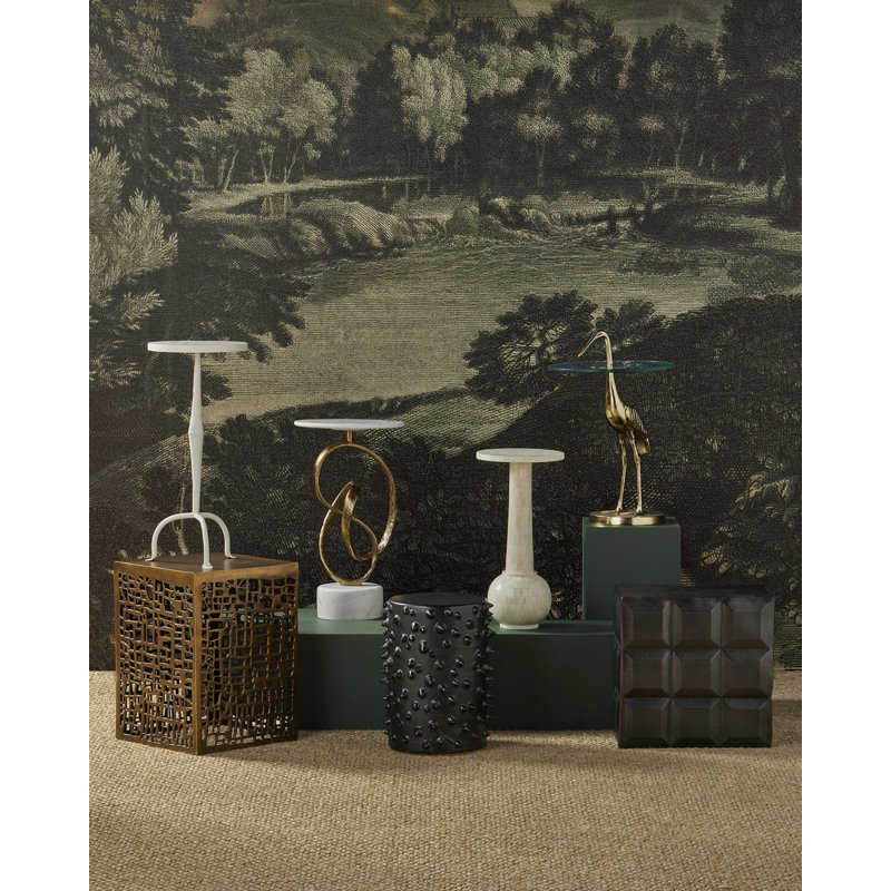 Crane Glass End Table, Gold