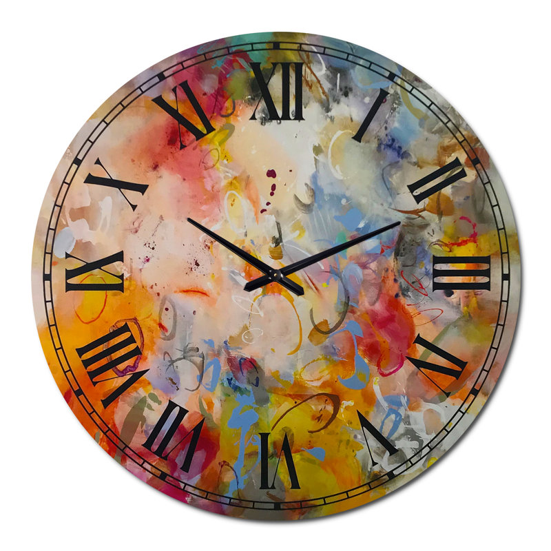Tourbillons de couleur bleue et jaune - grande horloge murale moderne, Grand