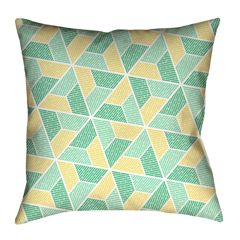 Coussin Katelyn Elizabeth, 16 po x 1 po, Vert / Jaune, Polyester