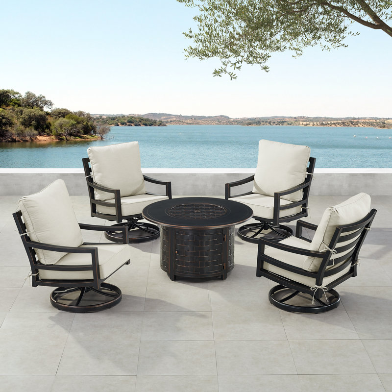 Ferrey 4 - Person Patio Conversation Set with Cushions, Light Gray