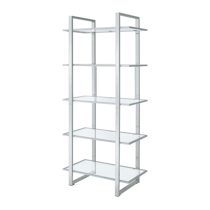 Étagère à 5 tablettes en chrome transparent et transparent