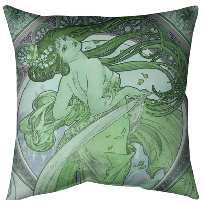 Alphonse Mucha Solid Colour Reversible Pillow Cover