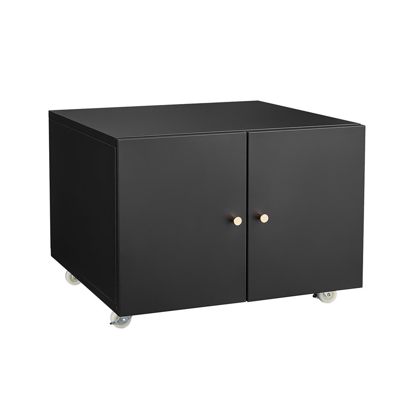 17.7" H Mobile Metal Printer Stand with Lockable Doors & Storage Shelf – 2-Drawer Rolling File Cabinet with Wheels, Under-Desk Organizer for Office Equipment