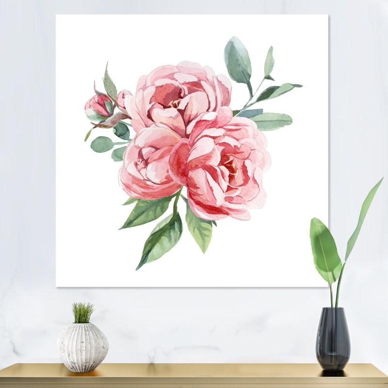 Fleurs rose clair II - activé, H 30 po x l 30 po x P 1 po, Toile tendue