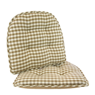 Non-Slip Gingham Dining Room And Kitchen Seat Cushions, 16 X 15 X 2 Inches, Set of 2