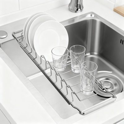 Expandable Over The Sink Dish Drying Rack, Space Saving 304 Stainless Steel Dish Rack For Compact Kitchens, Rvs, And Apartments