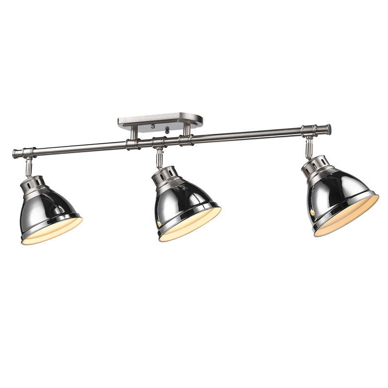 Bryannah 3-Light Semi-Flush - Track Light, Pewter, Chrome