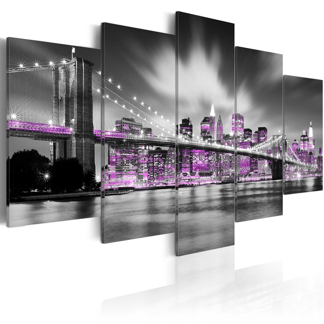 5-tlg. Leinwandbilder-Set Amethyst New York