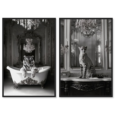 «Animal Bathroom Ornate Set», reproduction d'art sur toile par Art Remedy