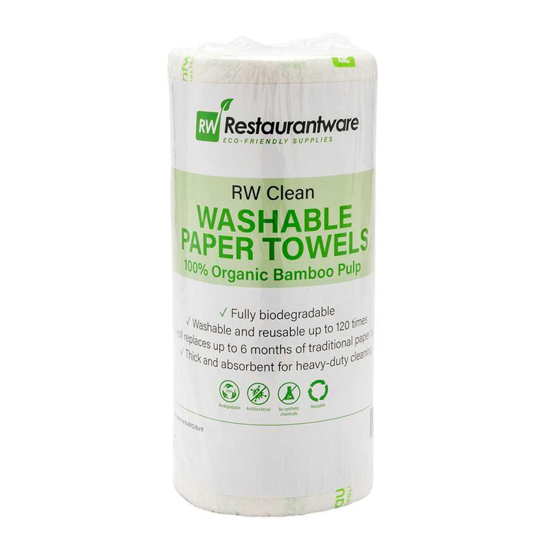 Rouleaux de chiffon de nettoyage réutilisables 11 x 11 pouces pour restaurantWaveWave Clean, 1 rouleau de chiffon à vaisselle robuste - lavable à la machine, perforé, rouleaux de chiffon jetables en papier blanc, 50 feuilles par rouleau, absorbant