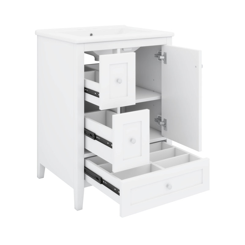 Meuble-lavabo de 24 po avec tablette réglable, White