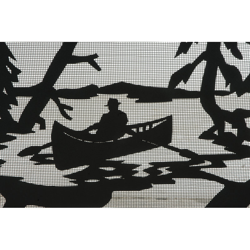 Canoe at Lake Single Panel Fireplace Screen