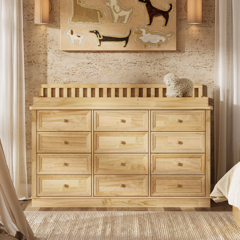 Commode à langer 100% bois massif à 12 tiroirs 52,7 po