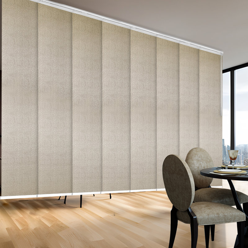 Iris 8-Panel Double Rail White Panel Track Extendable 130"-175"W x 94"H, Panel width 23.5"