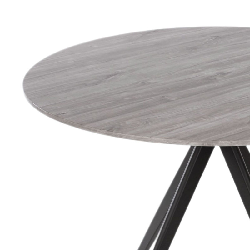 Aspen Round Dining Table with 4 Swivel Upholstered Fabric Chairs - Modern Dining Set, Green, Grey Oak