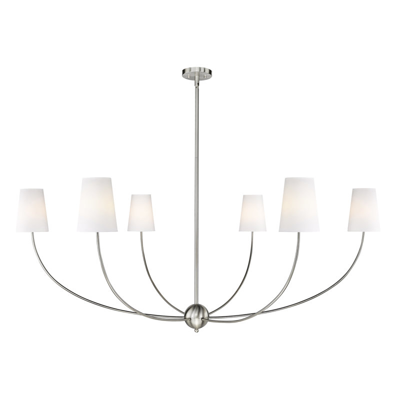 Lustre classique à 6 lumières avec abat-jour Caral, Nickel brossé, H 25,75 po x l 62 po x P 62 po, 6