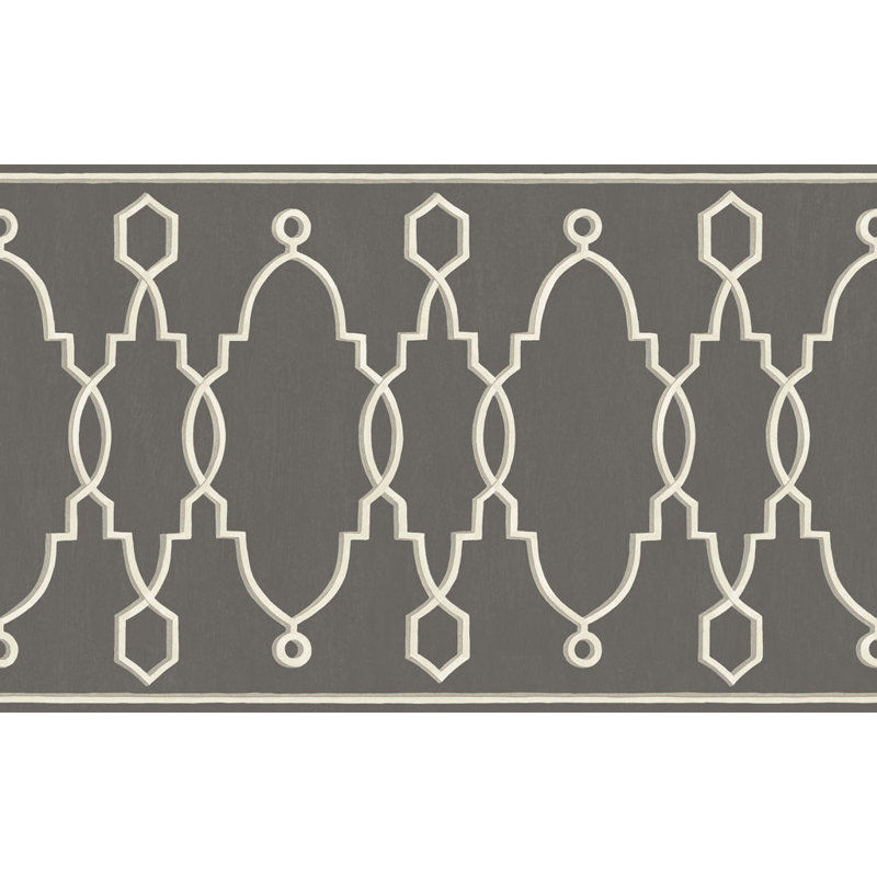Parterre Geometric Wallpaper Border, Charcoal