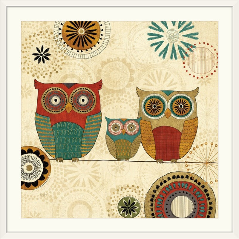 « épices road owls i » par veronique charron, impression, H 16 po x l 16 po x P 1,5 po, Toile