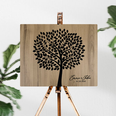 Signe de mariage empreintes de feuilles en bois