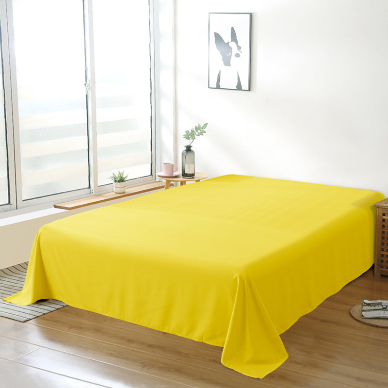 Drap plat en microfibre , Jaune, Drap plat pour lit simple