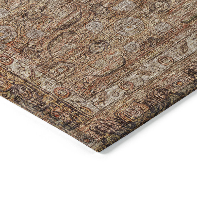 Copper Rectangular Washable Synthetic Indoor/Outdoor Rug