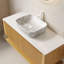 Meuble-lavabo et lavabo Hizon 48 po, armoire de rangement flottante en contreplaqué avec tiroirs et tablette ouverte, vasque en céramique à motif marbré et plateau en pierre frittée blanche, pré-assemblé, couleur grain de bois de chêne Corolla