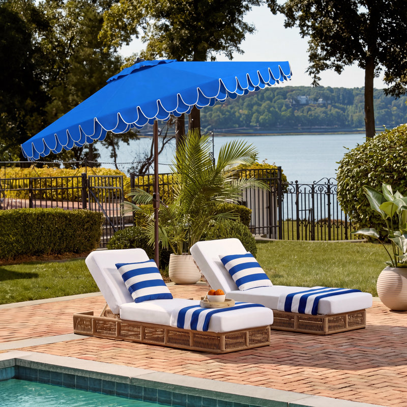 Parasol d'extérieur Iago, Bleu Pacifique, Brun